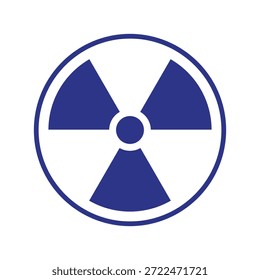 Radioactive hazard sign. A blue sign in a circle on a white background.