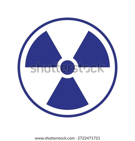 Radioactive hazard sign. A blue sign in a circle on a white background.