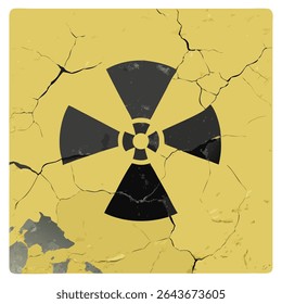 Radioactive hazard sign distressed grunge style radiation warning symbol nuclear danger icon design element