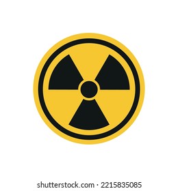 Radioactive hazard sign. Nuclear non-ionizing radiation symbol. Illustration of yellow triangle warning sign with trefoil icon inside. Attention. Danger zone. Caution radiological contamination eps 10