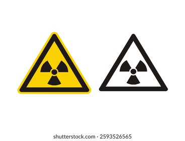 Radioactive hazard sign. Nuclear non-ionizing radiation symbol. Illustration of yellow triangle warning sign with trefoil icon inside. Attention. Danger zone. Caution radiological contamination.