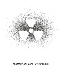 Radioactive hazard sign. Spray spot graffiti silhouette. Flat vector illustration isolated on white background.