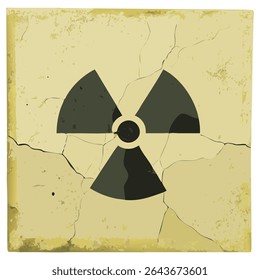 Radioactive hazard symbol illustration on cracked surface for science and safety concepts