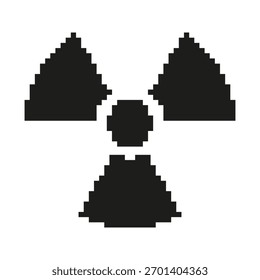 Símbolo de Risco Radioativo Pixel Art Ícone. Alerta Nuclear, Segurança Contra Radiação E Símbolo De Alerta De Material Perigoso. Ilustração de vetor isolada.