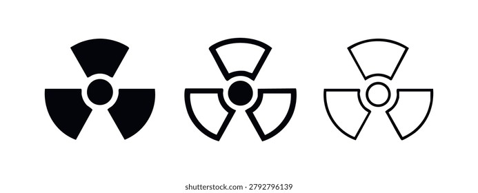 Radioactive Hazard Symbol Set in Black and White Icon Styles