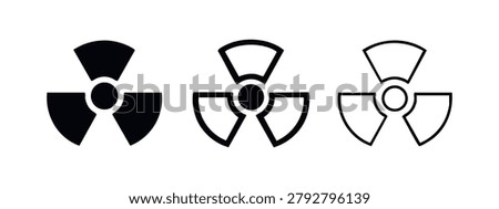 Radioactive Hazard Symbol Set in Black and White Icon Styles