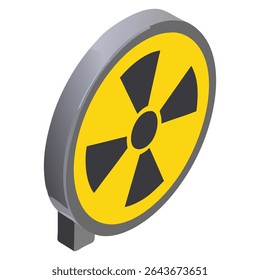 Sinal de aviso com símbolo de perigo radioativo para a energia nuclear e a segurança radiológica e sensibilização para a saúde