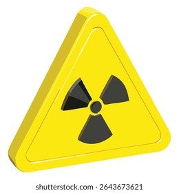 Radioactive hazard symbol yellow triangle warning sign for radiation exposure and nuclear material safety