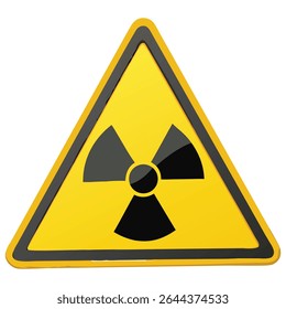 Radioactive hazard symbol yellow triangle warning sign caution radiation danger zone safety alert area isolated