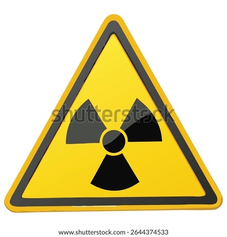 Radioactive hazard symbol yellow triangle warning sign caution radiation danger zone safety alert area isolated