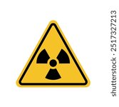 Radioactive hazard warning sign on yellow triangle board. Suitable for posters and web icons