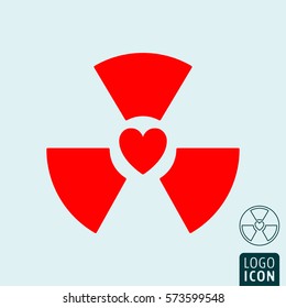Radioactive heart icon. Radiation red heart symbol. Vector illustration.