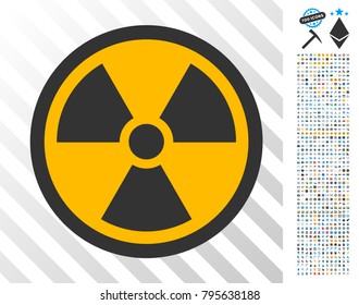 Radioactive icon with 700 bonus bitcoin mining and blockchain symbols. Vector illustration style is flat iconic symbols design for bitcoin websites.