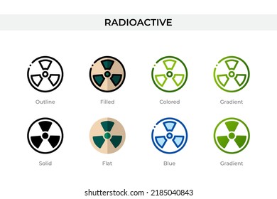 Radioactive icon in different style. Radioactive vector icons designed in outline, solid, colored, filled, gradient, and flat style. Symbol, logo illustration. Vector illustration