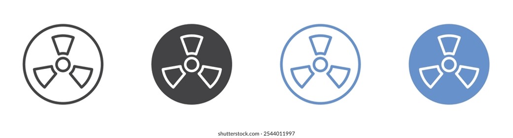 Ícone radioativo Conjunto plano em preto e branco