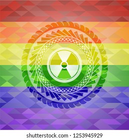 radioactive icon inside lgbt colors emblem 