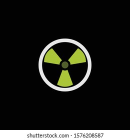 Radioactive icon isolated on black background. Radioactive toxic symbol. Vector Illustration