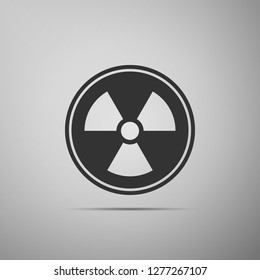 Radioactive icon isolated on grey background. Radioactive toxic symbol. Radiation Hazard sign. Flat design. Vector Illustration
