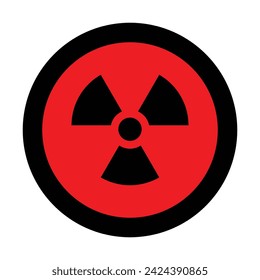 radioactive icon nuclear red black circle sign isolated warning danger symbol alert caution hazard danger traffic vector flat design for website mobile isolated white Background