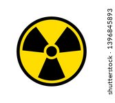 Radioactive icon nuclear symbol. Uranium reactor radiation hazard. Radioactive toxic danger sign design.