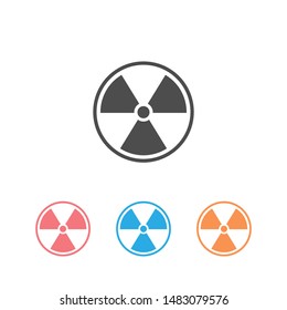 Radioactive icon set isolated on white background. Radioactive toxic symbol. Radiation Hazard sign. Vector Illustration