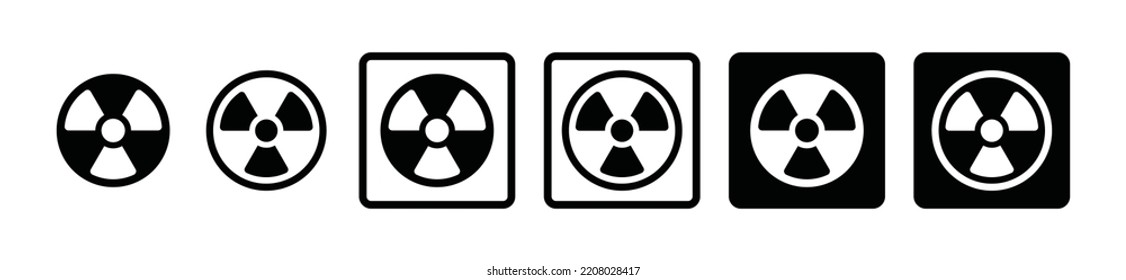 Radioactive icon vector set. Nuclear radiation or atomic energy warning sign symbol black and white 