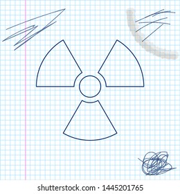 Radioactive line sketch icon isolated on white background. Radioactive toxic symbol. Radiation Hazard sign. Vector Illustration