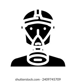 radioactive mask face glyph icon vector. radioactive mask face sign. isolated symbol illustration