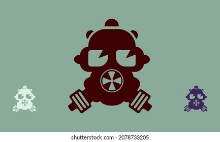 Radioactive mask for protection with two color options. flat abstract design logo icon concept
