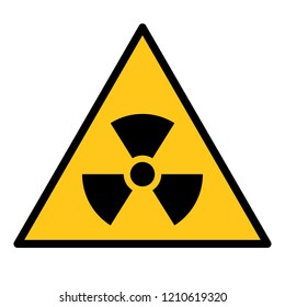Radioactive material sign. Symbol of radiation alert, hazard or risk. Simple flat vector illustration in black and yellow.