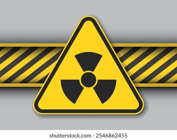 Radioactive material warning icon in flat style. Radiation danger vector illustration on isolated background. Caution sign business concept.