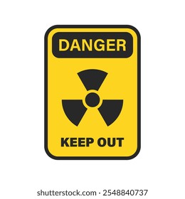 Radioactive material warning icon in flat style. Radiation danger vector illustration on isolated background. Caution sign business concept.