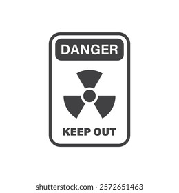 Radioactive material warning icon in flat style. Radiation danger vector illustration on isolated background. Caution sign business concept.