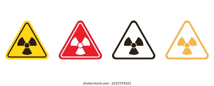 Radioactive material warning icon in flat style. Radiation danger vector illustration on isolated background. Caution sign business concept.