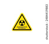 Radioactive material warning or Radioactive material sign vector isolated. Best Radioactive material label for hazardous material warning