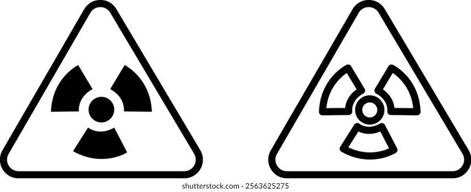 "Radioactive Material Warning Vector Line Icon Set – Hazard and Safety Symbols"