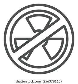 Radioactive materials forbidden line icon, stop war concept. Vector graphics. Nuclear radiation danger prohibited sign on white background, outline style icon for mobile or web design