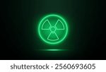 Radioactive neon sign on dark background. Radiation glowing icon. Radioactivity symbol. Vector illustration