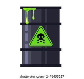 Radioactive nuclear barrel toxic waste isolated concept. Vector design graphic illustration