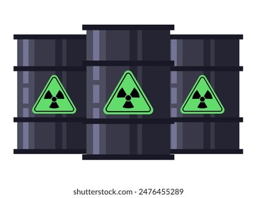 Concepto aislado de residuos tóxicos de barril nuclear radiactivo. Ilustración gráfica de diseño de Vector