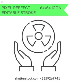 Radioactive, Nuclear power, Atomic icon vector .ecology icons .Editable Stroke. 64x64 Pixel Perfect.