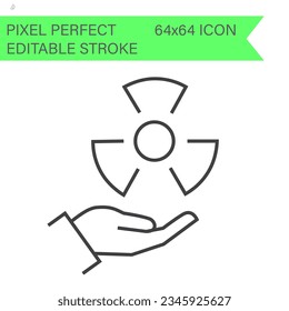 Radioactive, Nuclear power plant, Atomic icon vector .ecology icons .Editable Stroke. 64x64 Pixel Perfect.