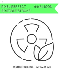 Radioactive, Nuclear power plant, Atomic icon vector .ecology icons .Editable Stroke. 64x64 Pixel Perfect.
