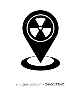 Radioactive place - vector map pin for radiation spot.