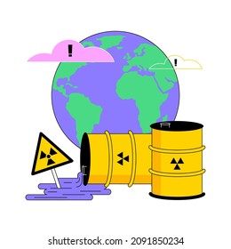 Radioactive pollution abstract concept vector illustration. Radioactive hazardous waste, toxic trash, radiation hazard, environmental problem, dangerous products disposal abstract metaphor.