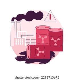 Radioactive pollution abstract concept vector illustration. Radioactive hazardous waste, toxic trash, radiation hazard, environmental problem, dangerous products disposal abstract metaphor.