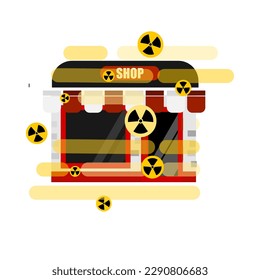Contaminación radioactiva y contaminación en un edificio de construcción.