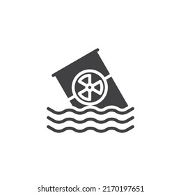 Radioactive Pollution Vector Icon. Filled Flat Sign For Mobile Concept And Web Design. Toxic Barrel Water Pollution Glyph Icon. Symbol, Logo Illustration. Vector Graphics