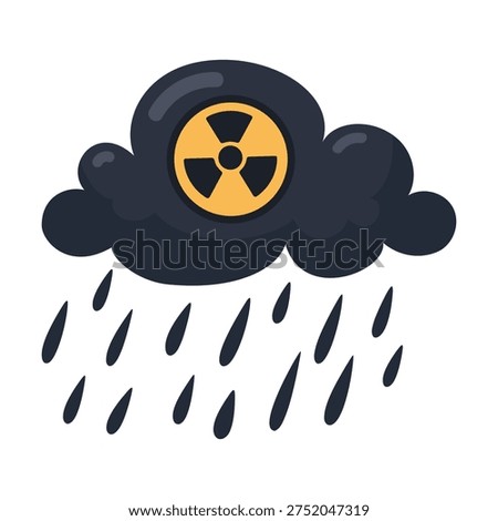 Radioactive Rain A Cartoon Cloud Symbolizing Environmental Pollution and Danger
