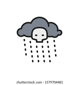 Radioactive rain flat color line icon. Isolated on white background